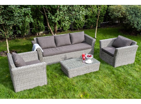 "Капучино" диван из искусственного ротанга (гиацинт) трехместный, цвет серый в Набережных Челнах