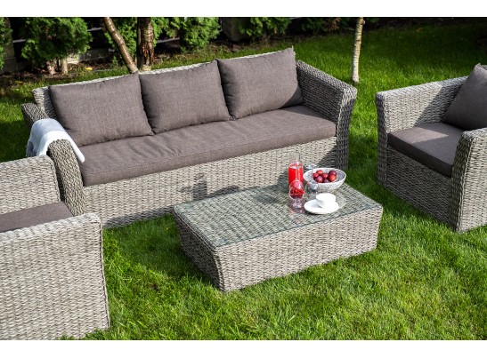 "Капучино" диван из искусственного ротанга (гиацинт) трехместный, цвет серый в Набережных Челнах