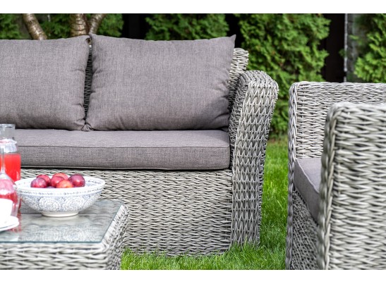 "Капучино" диван из искусственного ротанга (гиацинт) трехместный, цвет серый в Набережных Челнах