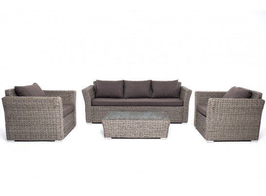 "Капучино" лаунж-зона из искусственного ротанга (гиацинт), цвет серый в Набережных Челнах