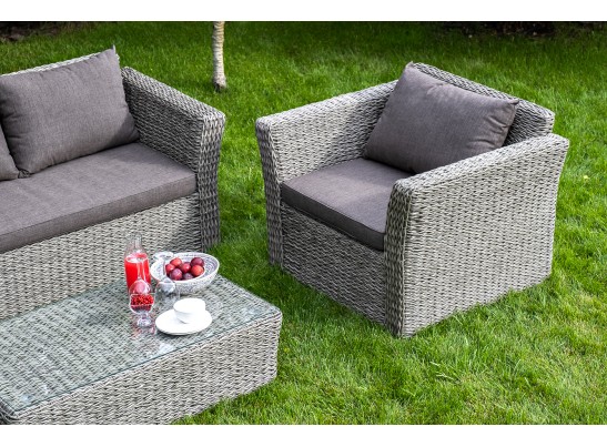 "Капучино" лаунж-зона из искусственного ротанга (гиацинт), цвет серый в Набережных Челнах