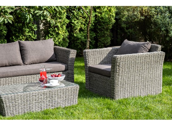 "Капучино" лаунж-зона из искусственного ротанга (гиацинт), цвет серый в Набережных Челнах