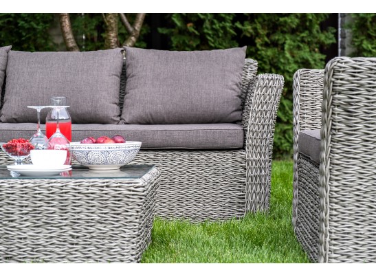 "Капучино" лаунж-зона из искусственного ротанга (гиацинт), цвет серый в Набережных Челнах