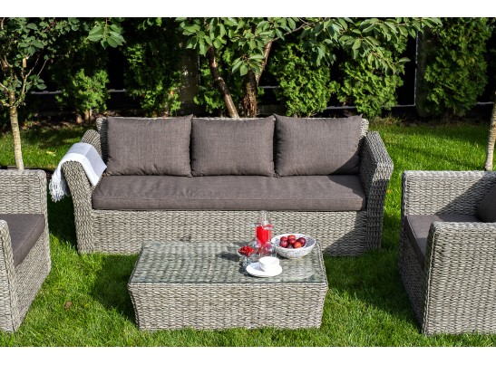 "Капучино" лаунж-зона из искусственного ротанга (гиацинт), цвет серый в Набережных Челнах