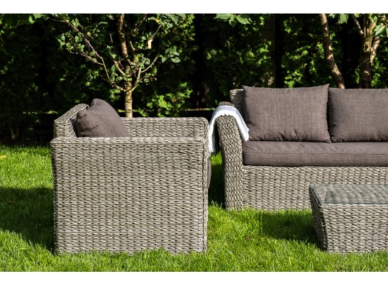 "Капучино" лаунж-зона из искусственного ротанга (гиацинт), цвет серый в Набережных Челнах