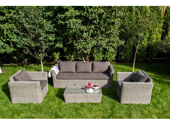 "Капучино" лаунж-зона из искусственного ротанга (гиацинт), цвет серый в Набережных Челнах