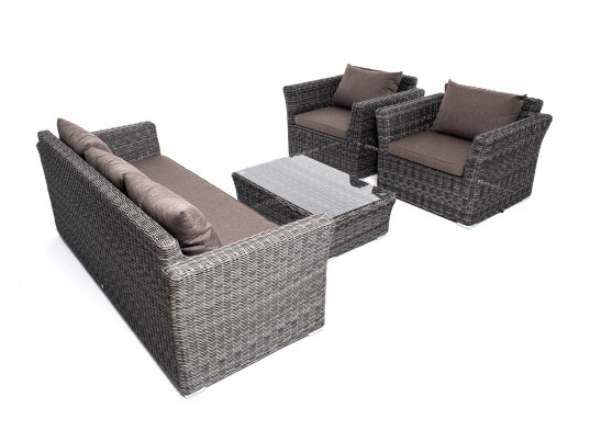 "Капучино Максимал" лаунж-зона из искусственного ротанга (гиацинт), цвет серый в Набережных Челнах