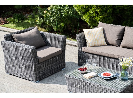 "Капучино Максимал" лаунж-зона из искусственного ротанга (гиацинт), цвет серый в Набережных Челнах