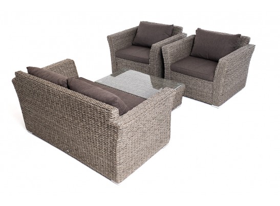 "Капучино Сингл" лаунж-зона из искусственного ротанга (гиацинт), цвет серый в Набережных Челнах