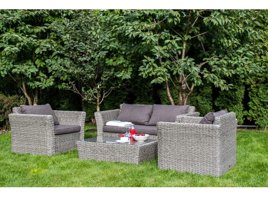 "Капучино Сингл" лаунж-зона из искусственного ротанга (гиацинт), цвет серый в Набережных Челнах