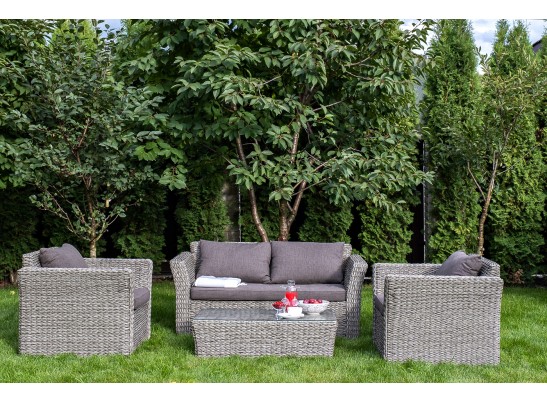 "Капучино Сингл" лаунж-зона из искусственного ротанга (гиацинт), цвет серый в Набережных Челнах