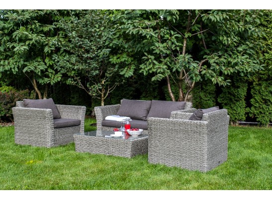 "Капучино Сингл" лаунж-зона из искусственного ротанга (гиацинт), цвет серый в Набережных Челнах