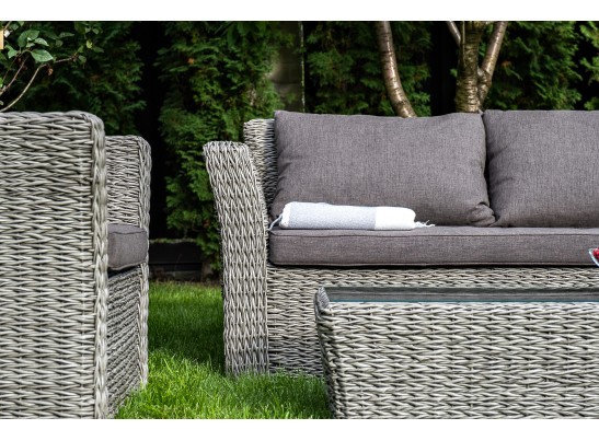 "Капучино Сингл" лаунж-зона из искусственного ротанга (гиацинт), цвет серый в Набережных Челнах