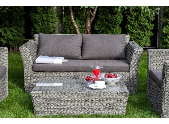 "Капучино Сингл" лаунж-зона из искусственного ротанга (гиацинт), цвет серый в Набережных Челнах