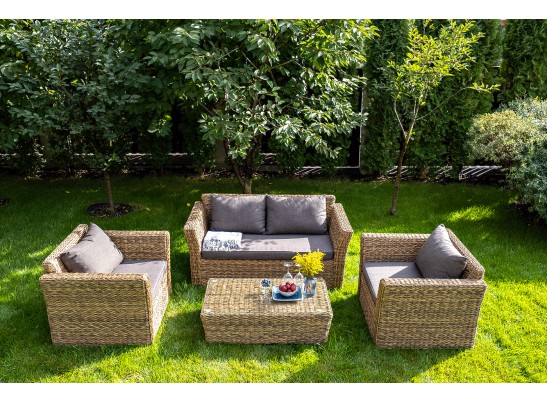 "Капучино Сингл" лаунж-зона из искусственного ротанга (гиацинт), цвет соломенный в Набережных Челнах