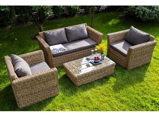 "Капучино Сингл" лаунж-зона из искусственного ротанга (гиацинт), цвет соломенный в Набережных Челнах