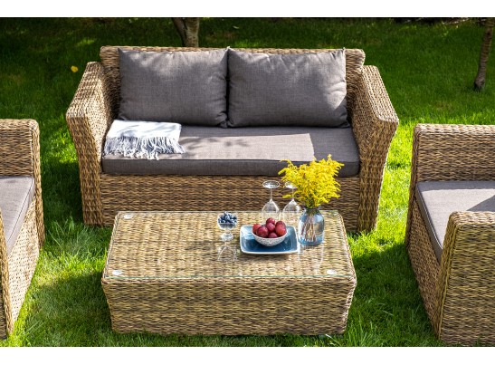 "Капучино" журнальный столик из искусственного ротанга (гиацинт), цвет соломенный в Набережных Челнах