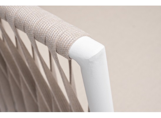 "Касабланка" диван 2-местный плетеный из роупа, каркас алюминий белый муар, роуп бежевый 20мм, ткань бежевая 15052 в Набережных Челнах