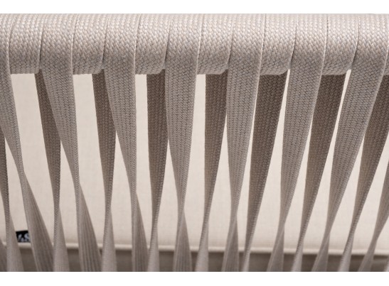 "Касабланка" диван 2-местный плетеный из роупа, каркас алюминий белый муар, роуп бежевый 20мм, ткань бежевая 15052 в Набережных Челнах