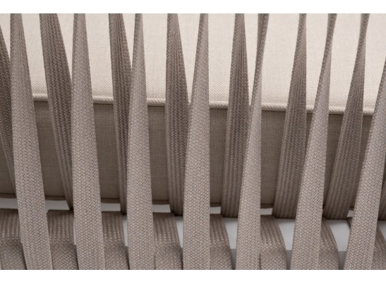 "Касабланка" диван 2-местный плетеный из роупа, каркас алюминий белый муар, роуп бежевый 20мм, ткань бежевая 15052 в Набережных Челнах