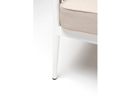 "Касабланка" диван 2-местный плетеный из роупа, каркас алюминий белый муар, роуп бежевый 20мм, ткань бежевая 15052 в Набережных Челнах