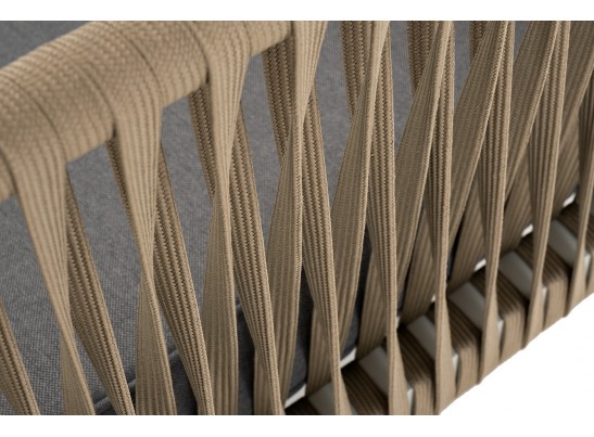 "Касабланка" диван 2-местный плетеный из роупа, каркас алюминий светло-серый (RAL7035) муар, роуп серо-коричневый 23мм, ткань серая 017 в Набережных Челнах