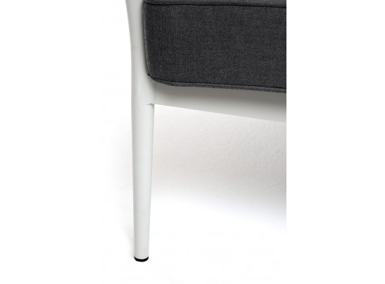 "Касабланка" диван 3-местный плетеный из роупа, каркас алюминий светло-серый (RAL7035) муар, роуп серо-коричневый 23мм, ткань серая 017 в Набережных Челнах