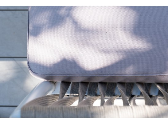 "Касабланка" диван модульный плетеный из роупа, каркас алюминий, роуп серо-коричневый 23мм, ткань бежевая 052 в Набережных Челнах