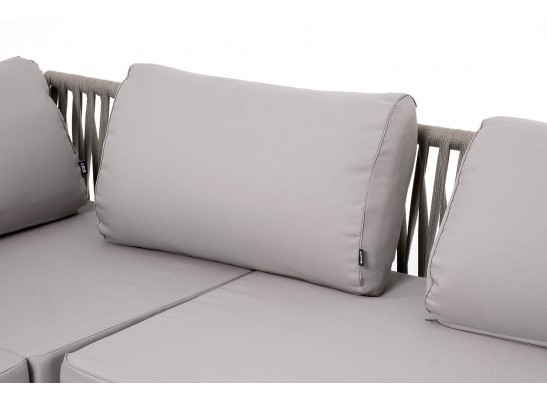 "Касабланка" диван модульный плетеный из роупа, каркас алюминий, роуп серо-коричневый 23мм, ткань бежевая 052 в Набережных Челнах