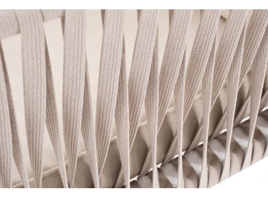 "Касабланка" кресло плетеное из роупа, каркас алюминий белый, роуп бежевый, ткань бежевая в Набережных Челнах