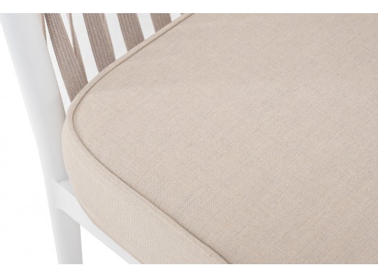 "Касабланка" кресло плетеное из роупа, каркас алюминий белый, роуп бежевый, ткань бежевая в Набережных Челнах
