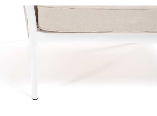 "Касабланка" кресло плетеное из роупа, каркас алюминий белый, роуп бежевый, ткань бежевая в Набережных Челнах