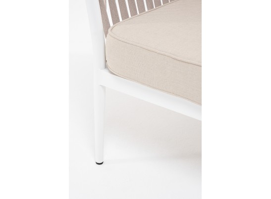 "Касабланка" кресло плетеное из роупа, каркас алюминий белый, роуп бежевый, ткань бежевая в Набережных Челнах