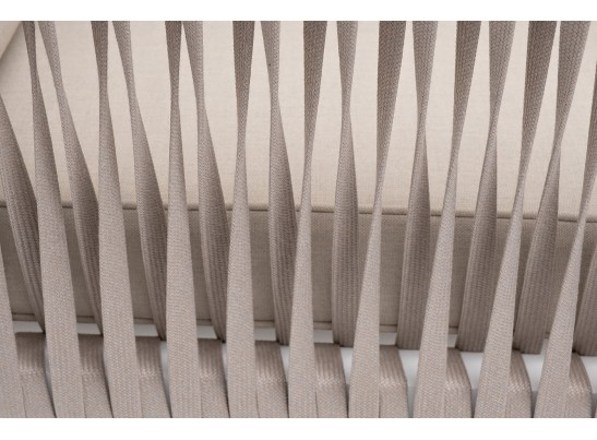 "Касабланка" кресло плетеное из роупа, каркас алюминий белый муар, роуп бежевый 20мм, ткань бежевая 15052 в Набережных Челнах