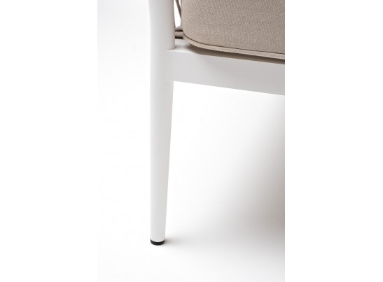 "Касабланка" кресло плетеное из роупа, каркас алюминий белый муар, роуп бежевый 20мм, ткань бежевая 15052 в Набережных Челнах