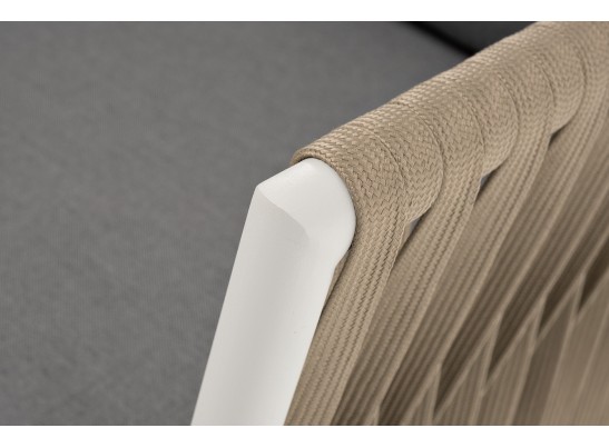 "Касабланка" кресло плетеное из роупа, каркас алюминий светло-серый (RAL7035) муар, роуп серо-коричневый 23мм, ткань серая 017 в Набережных Челнах