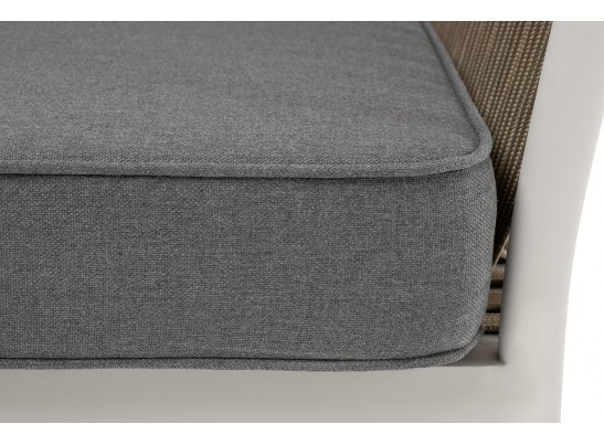 "Касабланка" кресло плетеное из роупа, каркас алюминий светло-серый (RAL7035) муар, роуп серо-коричневый 23мм, ткань серая 017 в Набережных Челнах