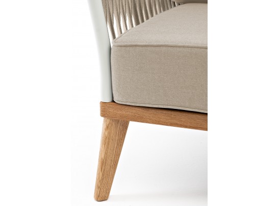 "Касабланка" кресло плетеное из роупа, основание дуб, роуп серо-коричневый 23мм, ткань серая в Набережных Челнах