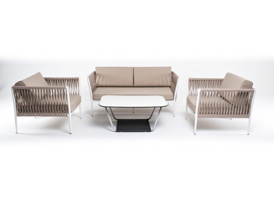 "Касабланка" лаунж-зона плетеная из роупа 4-местная, цвет серо-коричневый в Набережных Челнах