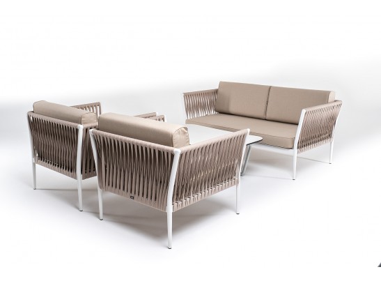 "Касабланка" лаунж-зона плетеная из роупа 4-местная, цвет серо-коричневый в Набережных Челнах