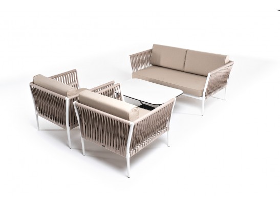 "Касабланка" лаунж-зона плетеная из роупа 4-местная, цвет серо-коричневый в Набережных Челнах