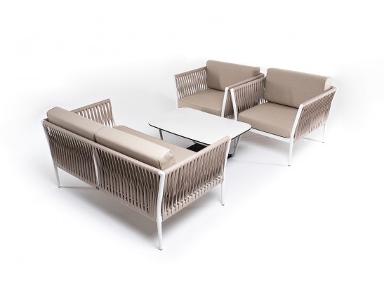 "Касабланка" лаунж-зона плетеная из роупа 4-местная, цвет серо-коричневый в Набережных Челнах