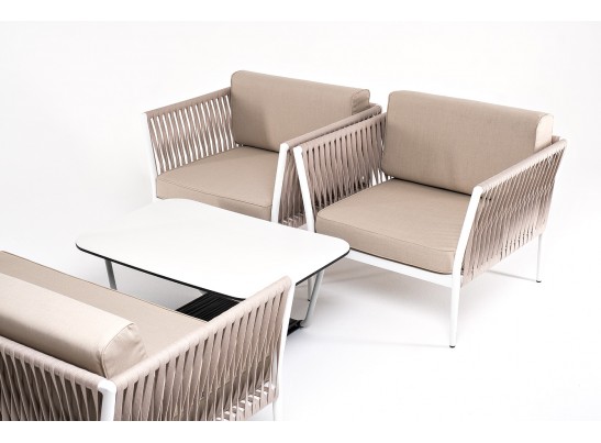 "Касабланка" лаунж-зона плетеная из роупа 4-местная, цвет серо-коричневый в Набережных Челнах