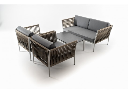 "Касабланка" лаунж-зона плетеная из роупа 4-местная, цвет серый в Набережных Челнах