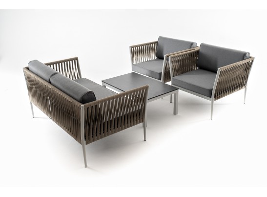 "Касабланка" лаунж-зона плетеная из роупа 4-местная, цвет серый в Набережных Челнах