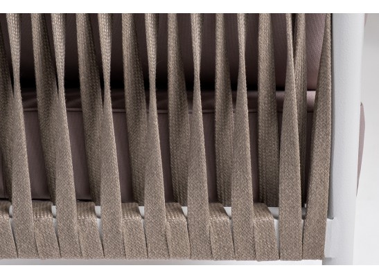 "Касабланка" левый модуль плетеный из роупа, каркас алюминий светло-серый (RAL7035) муар, роуп серо-коричневый 23мм, ткань бежевая 052 в Набережных Челнах