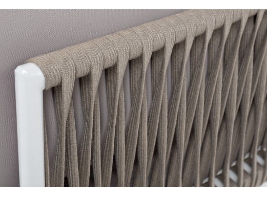 "Касабланка" угловой модуль плетеный из роупа, каркас алюминий светло-серый (RAL7035) шагрень, роуп серо-коричневый 23мм, ткань Neo ash в Набережных Челнах