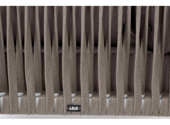 "Касабланка" угловой модуль плетеный из роупа, каркас алюминий светло-серый (RAL7035) шагрень, роуп серо-коричневый 23мм, ткань Neo ash в Набережных Челнах