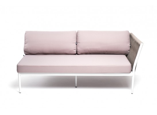 "Касабланка" левый модуль плетеный из роупа, каркас алюминий светло-серый (RAL7035) шагрень, роуп серо-коричневый 23мм, ткань Neo ash в Набережных Челнах