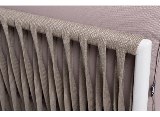 "Касабланка" угловой модуль плетеный из роупа, каркас алюминий светло-серый (RAL7035) муар, роуп серо-коричневый 23мм, ткань бежевая 052 в Набережных Челнах